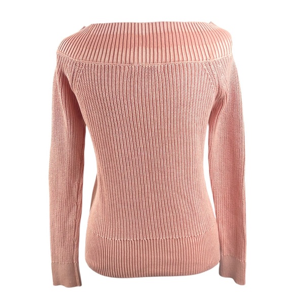 Rag & Bone Peachy Pink Dawn Off Shoulder Knit Cotton Sweater XXS Preppy Beach - Picture 7 of 14